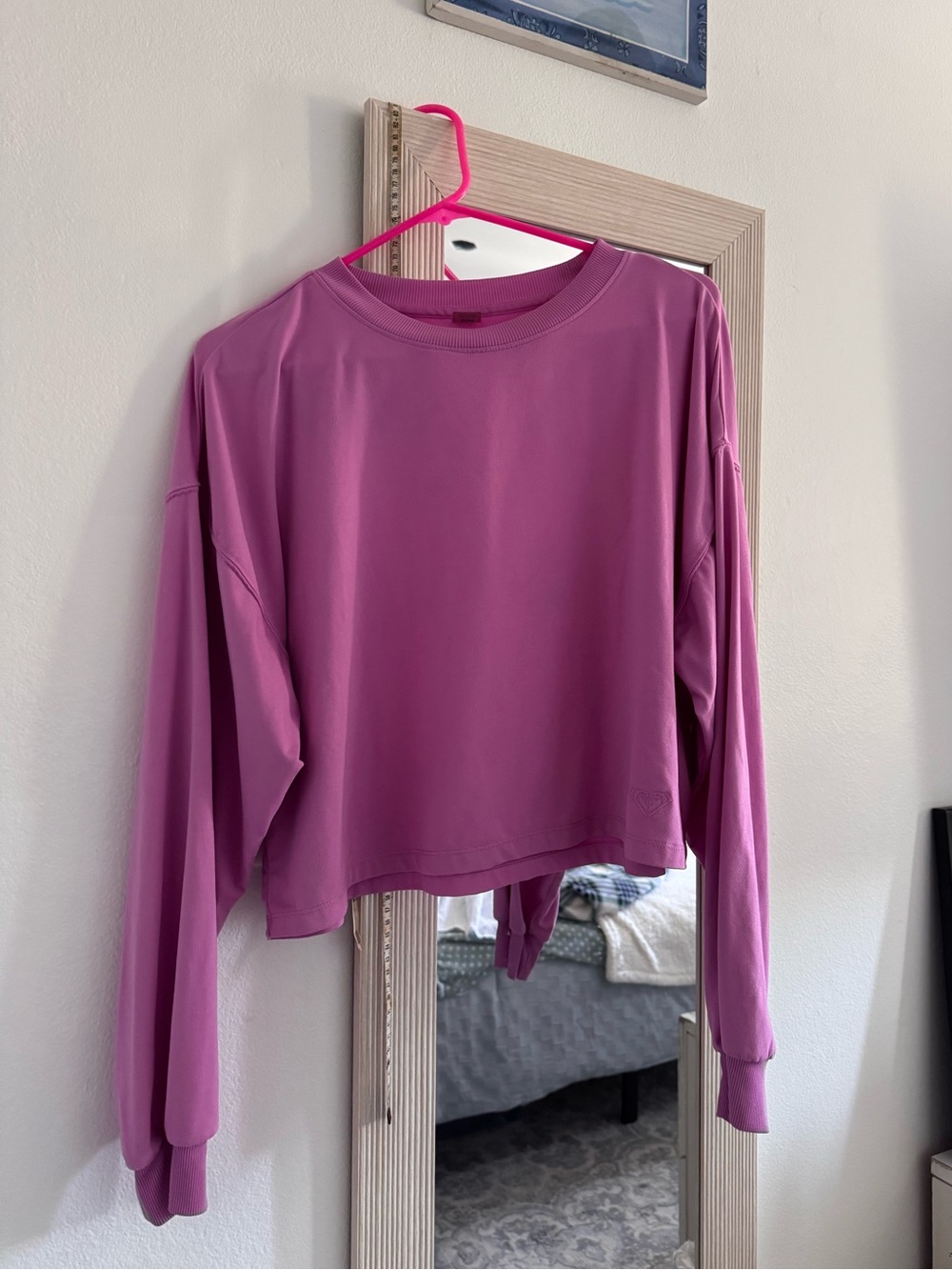 Roxy Pink Cropped Long-Sleeve Sweatshirt